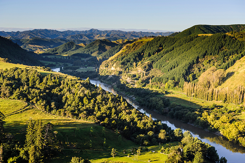 Vue sur la rivière Whanganui, route de la rivière Whanganui, île du Nord, Nouvelle-Zélande. Robert Harding.